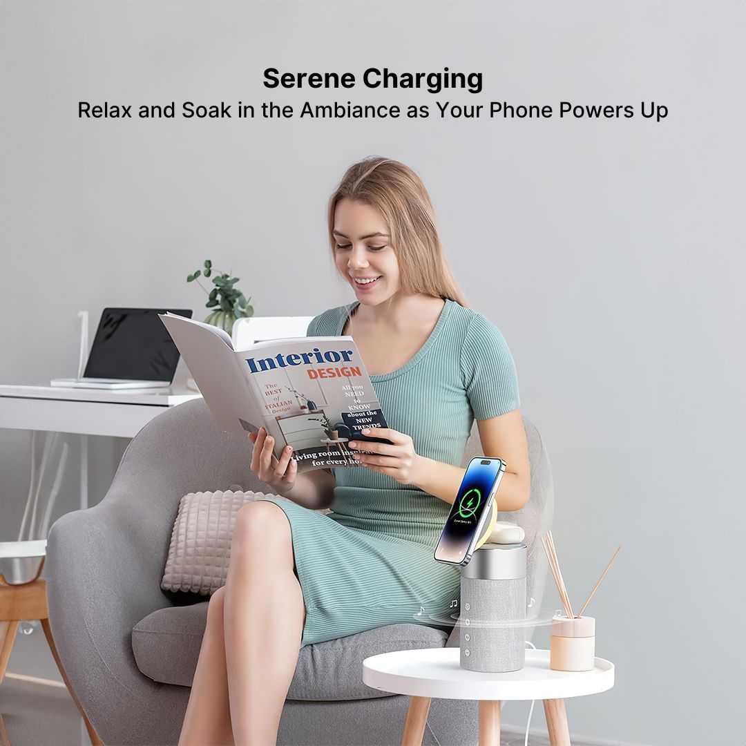 3-in-1 Wireless Charging Hub, Bluetooth Speaker & Night Light