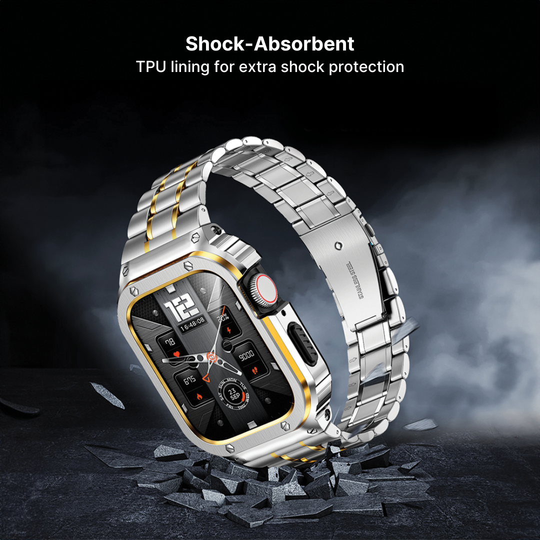 Stainless Steel Apple Watch Band with Ultra-Thin Case Design