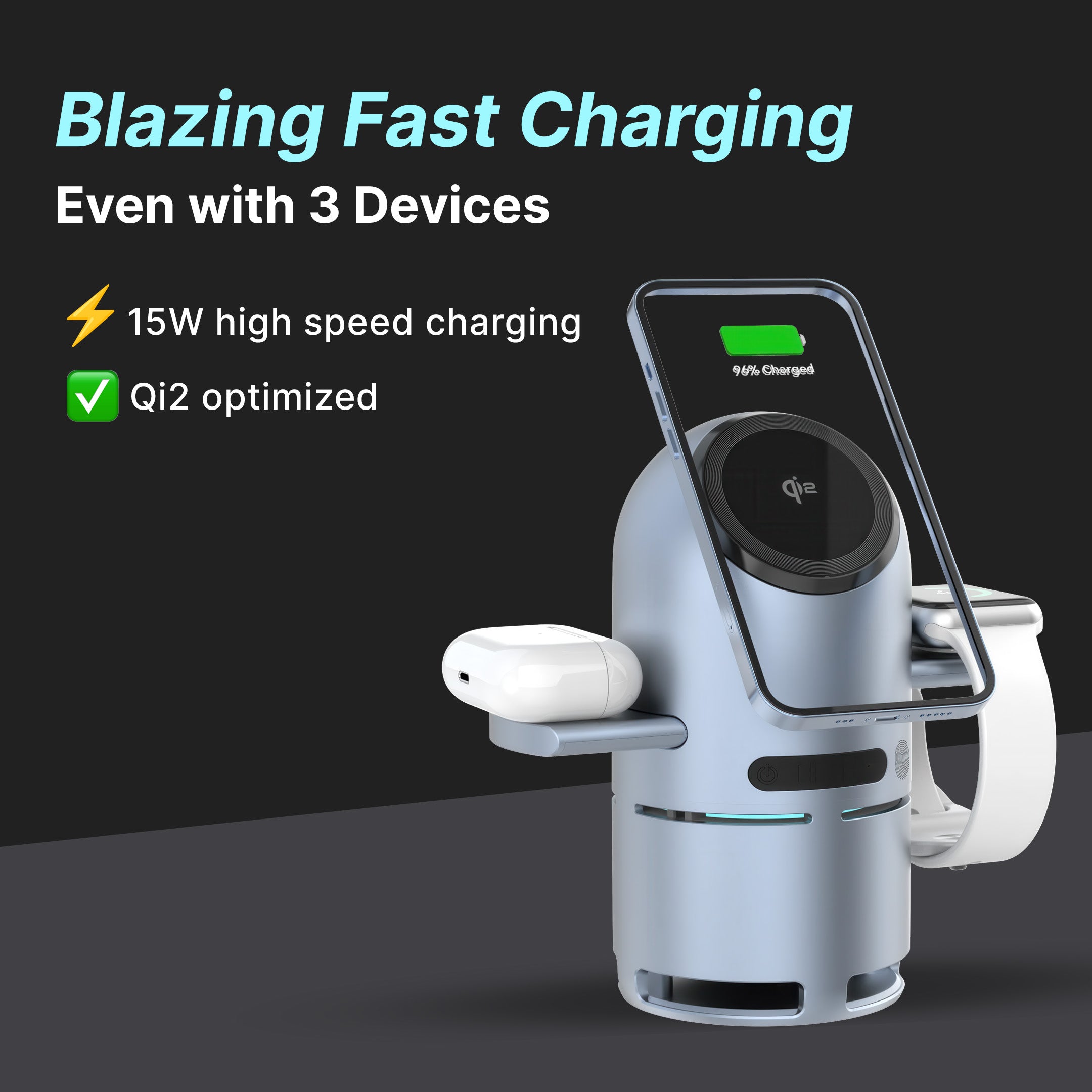 4-in-1 MagSafe Wireless Charging Station with Bluetooth Speaker Qi2