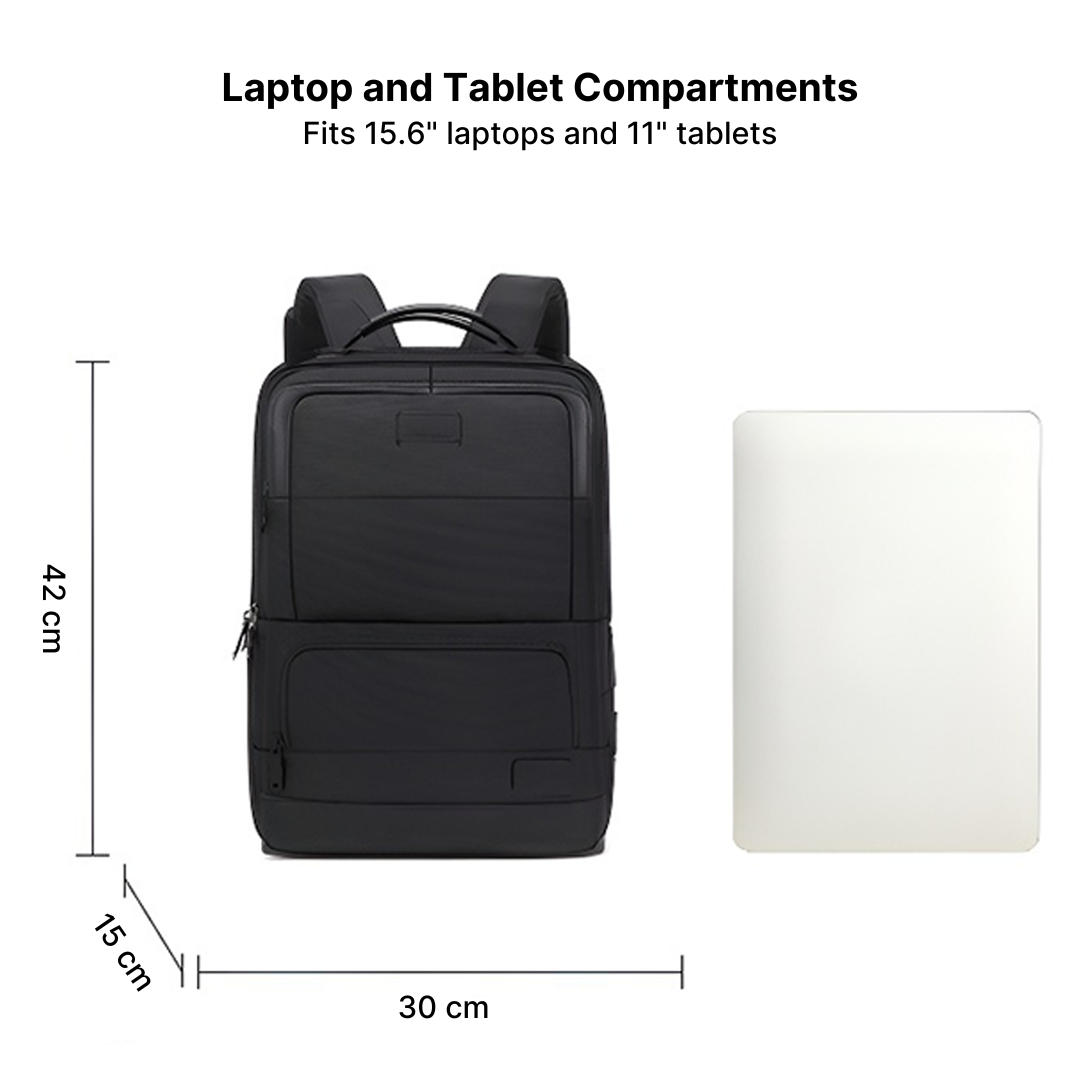 Anti-Theft Leather Laptop Backpack with USB Charging