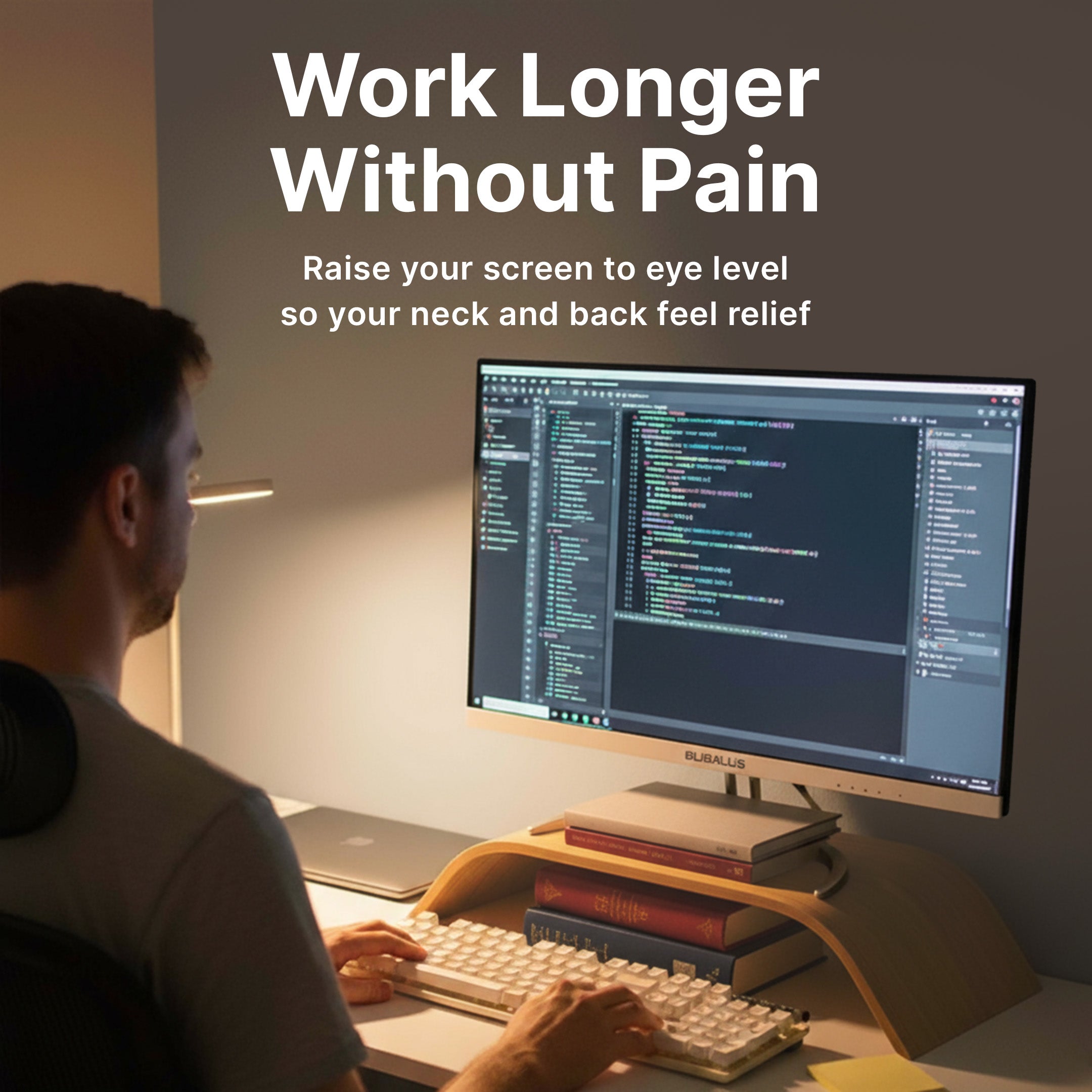 Ergonomic Wooden Monitor Stand